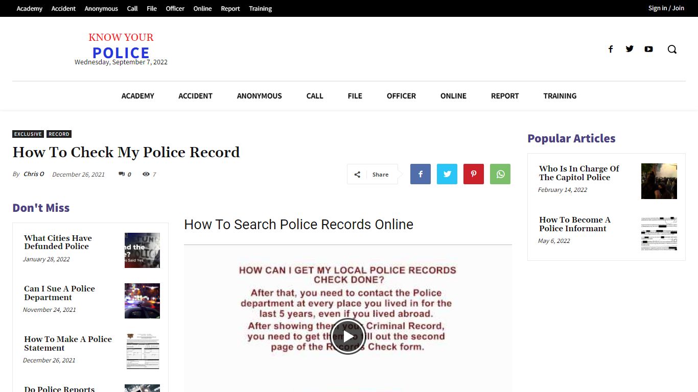 How To Check My Police Record - KnowYourPolice.net